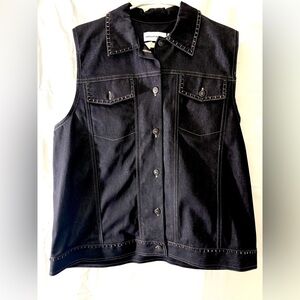 Alfred Dunner Black Denim Vest Size 12